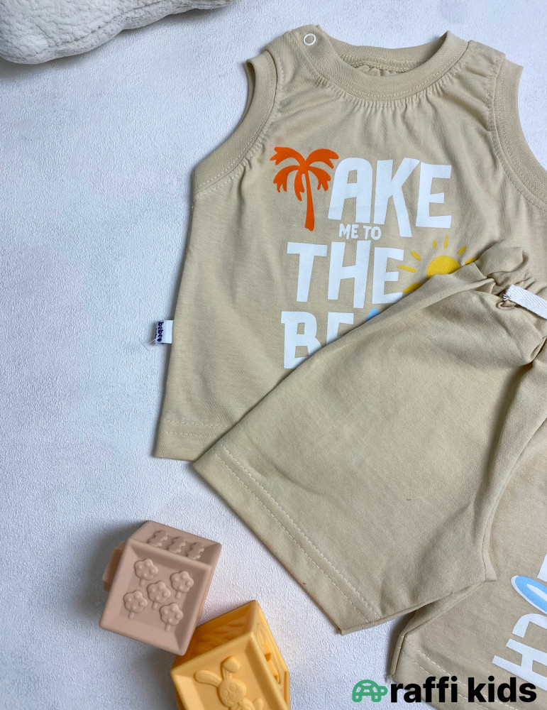 Take me to the beach 2-li dəst -Türkiyə istehsalı pambıq uşaq geyimi|Raffi Kids