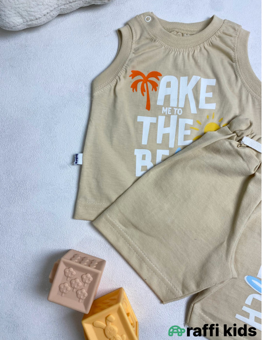 Take me to the beach 2-li dəst -Türkiyə istehsalı pambıq uşaq geyimi|Raffi Kids