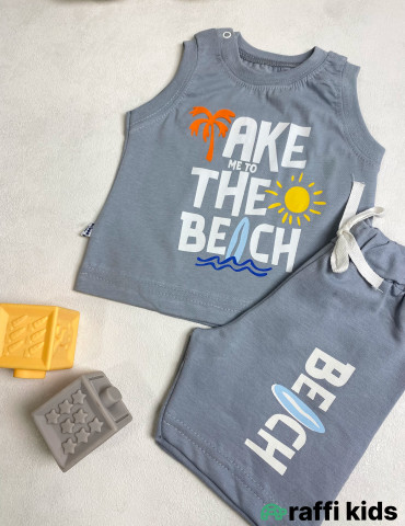 Take me to the beach 2-li dəst -Türkiyə istehsalı pambıq uşaq geyimi|Raffi Kids 2