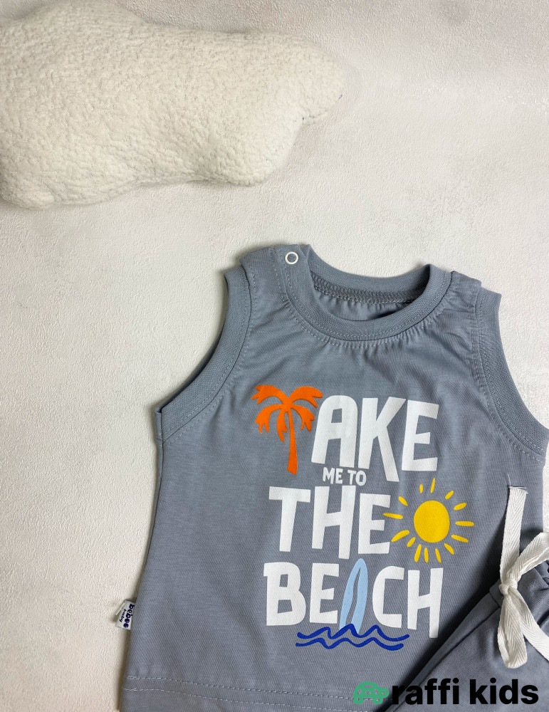 Take me to the beach 2-li dəst -Türkiyə istehsalı pambıq uşaq geyimi|Raffi Kids