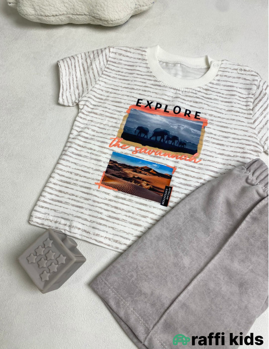 Explorer 2-li dəst -Türkiyə istehsalı pambıq uşaq geyimi|Raffi Kids