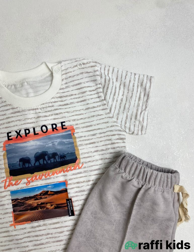 Explorer 2-li dəst -Türkiyə istehsalı pambıq uşaq geyimi|Raffi Kids