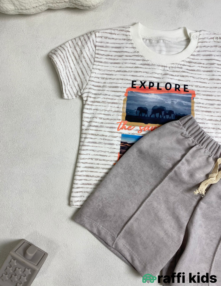 Explorer 2-li dəst -Türkiyə istehsalı pambıq uşaq geyimi|Raffi Kids