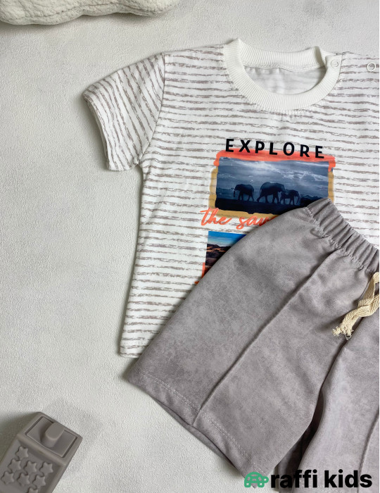 Explorer 2-li dəst -Türkiyə istehsalı pambıq uşaq geyimi|Raffi Kids