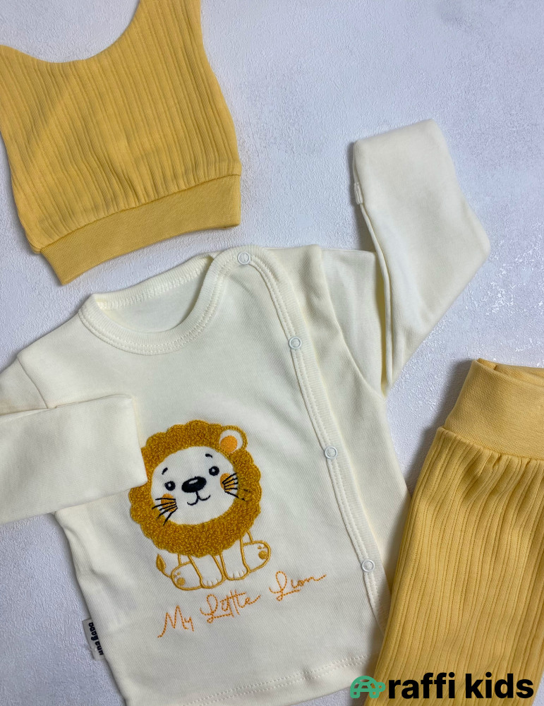 Lion 3-lü dəst -Türkiyə istehsalı pambıq uşaq geyimi|Raffi Kids