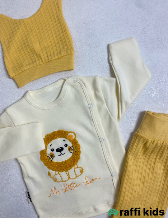 Lion 3-lü dəst -Türkiyə istehsalı pambıq uşaq geyimi|Raffi Kids