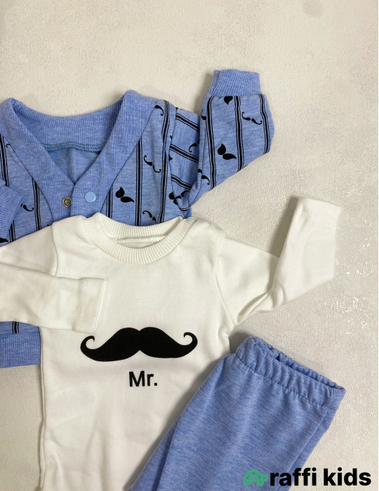 Mister 3-lü dəst -Türkiyə istehsalı pambıq uşaq geyimi|Raffi Kids