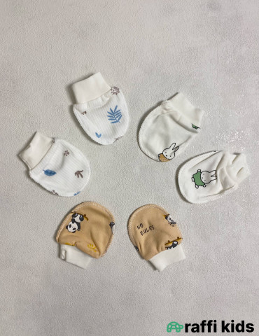 Əlcək 3-lü Set | 100% Pambıq Körpə Əlcəyi | Türkiyə İstehsalı|Raffi Kids
