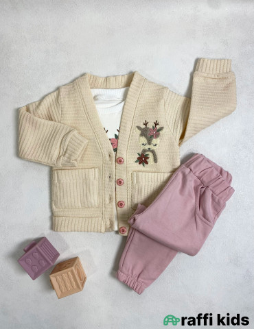 Bella 3-lü dəst -Türkiyə istehsalı pambıq uşaq geyimi|Raffi Kids