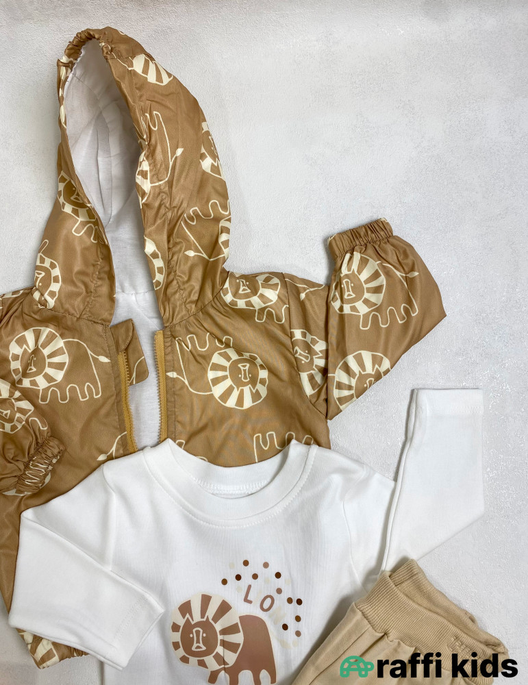 Lion 3-lü dəst -Türkiyə istehsalı pambıq uşaq geyimi|Raffi Kids