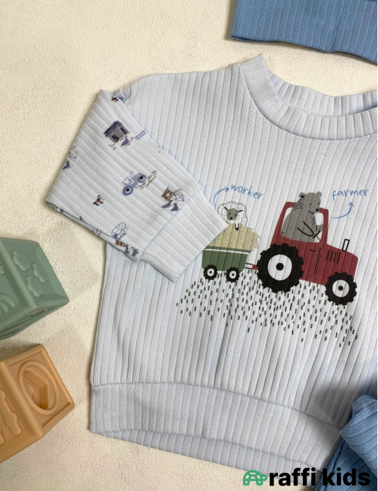 Farmer 2-li papaqlı dəst -Türkiyə istehsalı pambıq uşaq geyimi|Raffi Kids