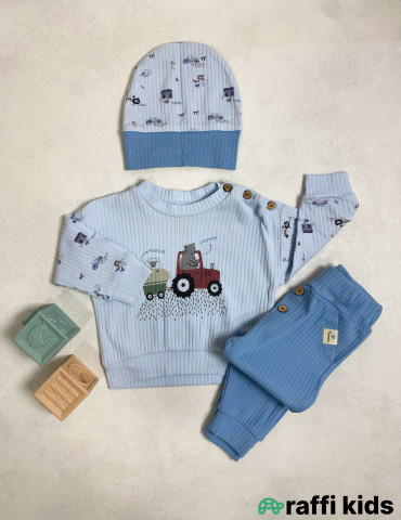 Farmer 2-li papaqlı dəst -Türkiyə istehsalı pambıq uşaq geyimi|Raffi Kids 2
