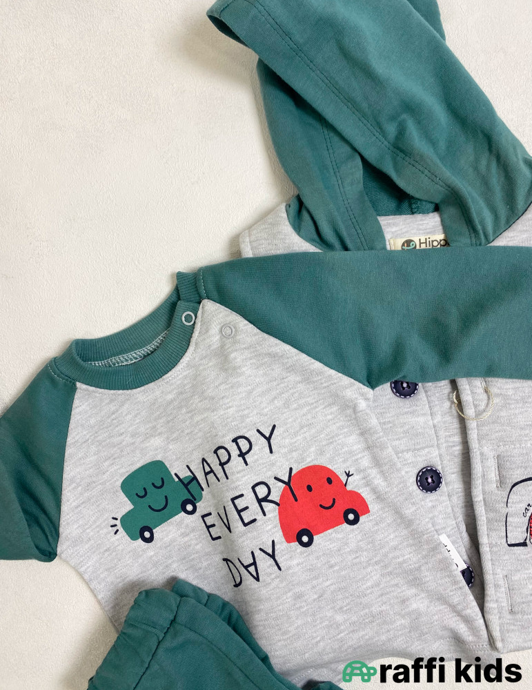 Happy 3-lü dəst -Türkiyə istehsalı pambıq uşaq geyimi|Raffi Kids