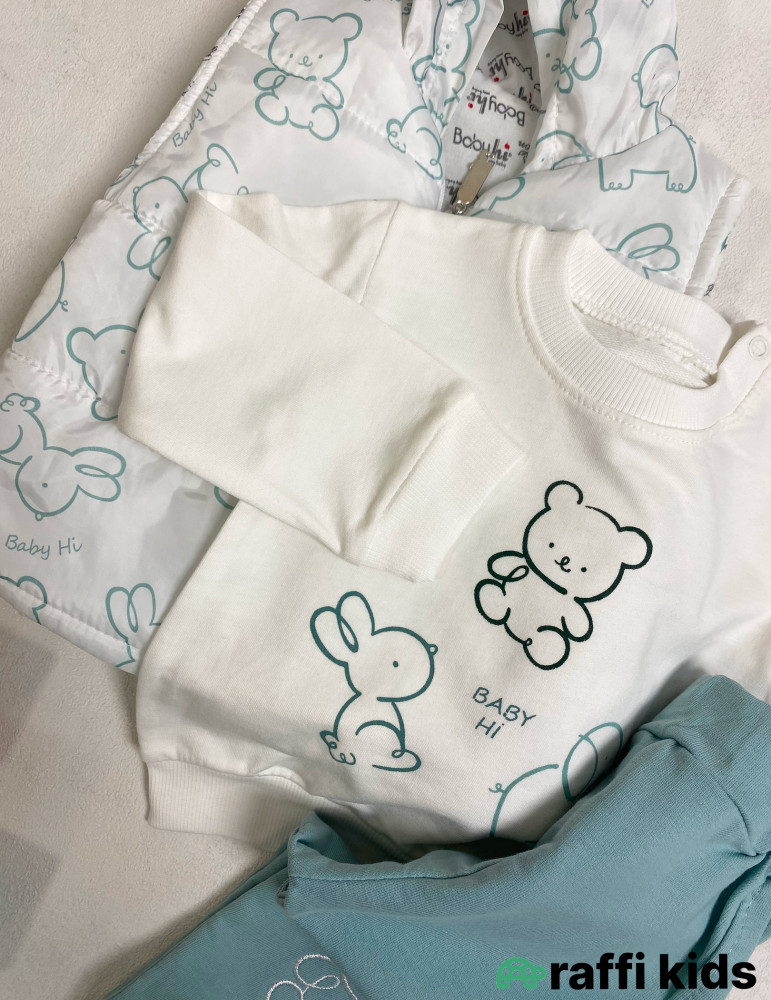 Baby hi 3-lü dəst -Türkiyə istehsalı pambıq uşaq geyimi|Raffi Kids