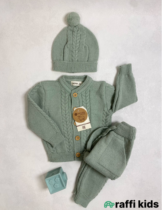 Gladiolus 3-lü papaqlı dəst -Türkiyə istehsalı pambıq uşaq geyimi|Raffi Kids