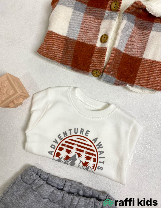 Alp dağları 3-lü dəst -Türkiyə istehsalı pambıq uşaq geyimi|Raffi Kids