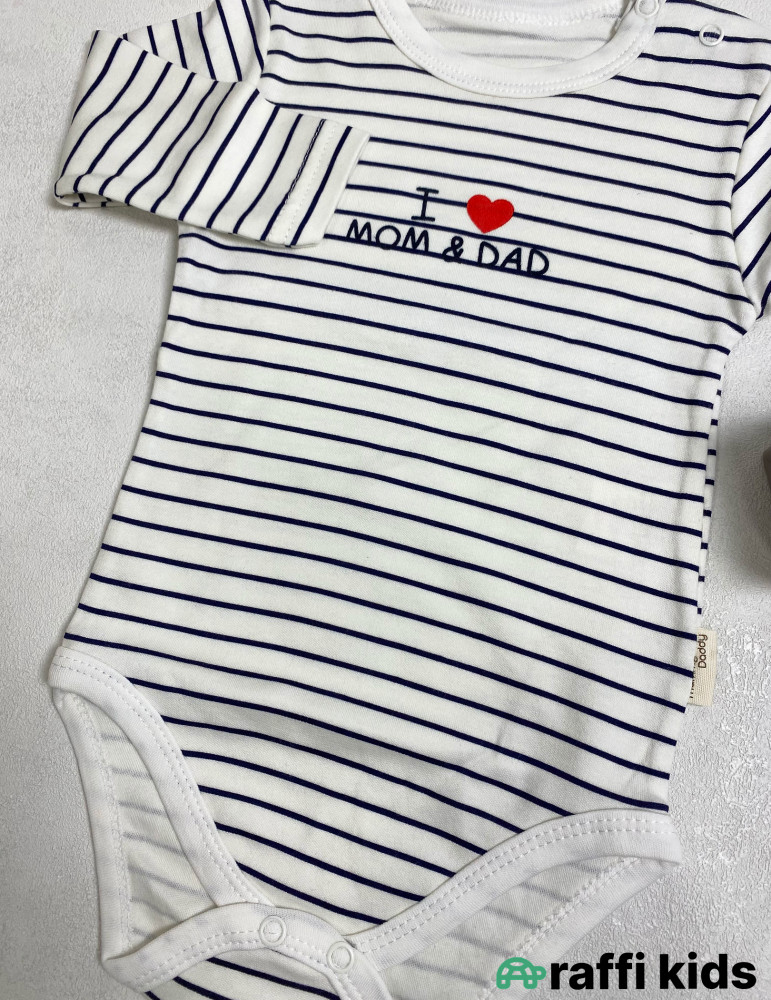 I love mom and dad uzunqol body -Türkiyə istehsalı pambıq uşaq geyimi|Raffi Kids
