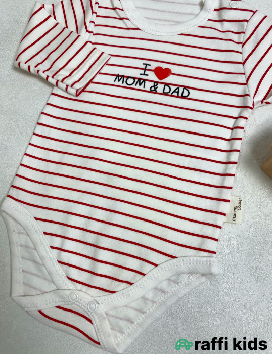 I love mom and dad uzunqol body -Türkiyə istehsalı pambıq uşaq geyimi|Raffi Kids