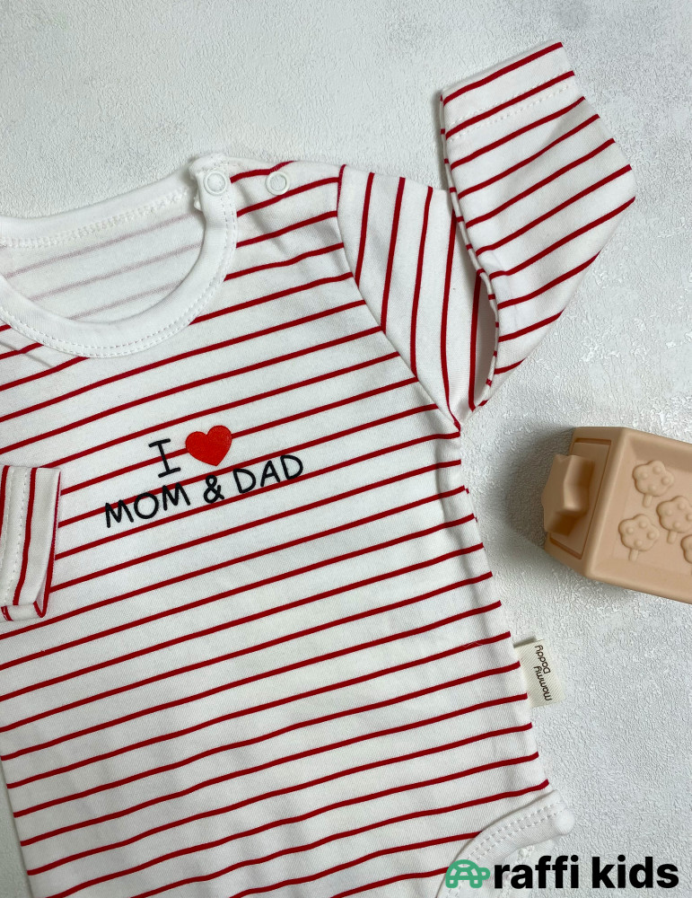 I love mom and dad uzunqol body -Türkiyə istehsalı pambıq uşaq geyimi|Raffi Kids