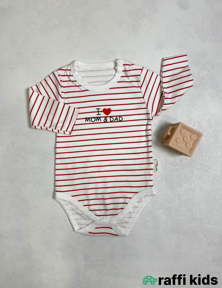I love mom and dad uzunqol body -Türkiyə istehsalı pambıq uşaq geyimi|Raffi Kids