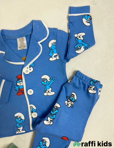 Şirinlər 2-li pijama dəst -Türkiyə istehsalı pambıq uşaq geyimi|Raffi Kids 2
