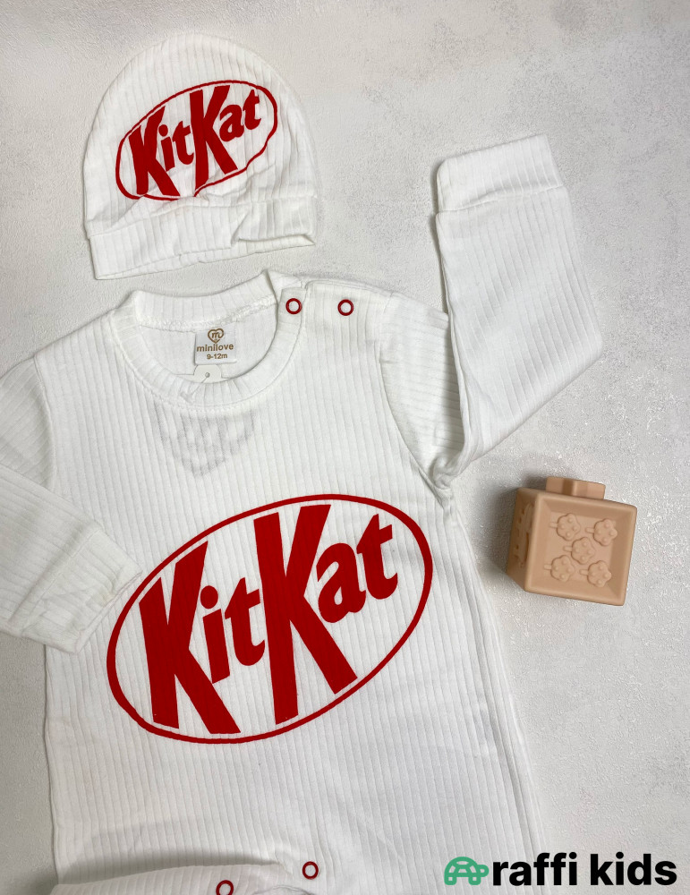 KitKat papaqlı tulum -Türkiyə istehsalı pambıq uşaq geyimi|Raffi Kids