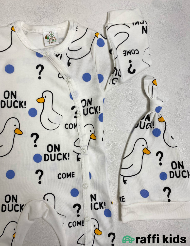 Duck-duck papaqlı tulum -Türkiyə istehsalı pambıq uşaq geyimi|Raffi Kids