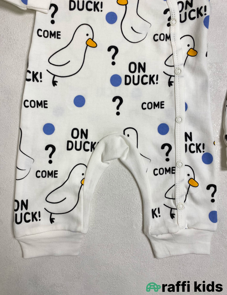 Duck-duck papaqlı tulum -Türkiyə istehsalı pambıq uşaq geyimi|Raffi Kids