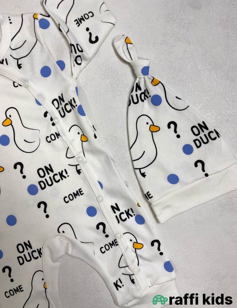 Duck-duck papaqlı tulum -Türkiyə istehsalı pambıq uşaq geyimi|Raffi Kids