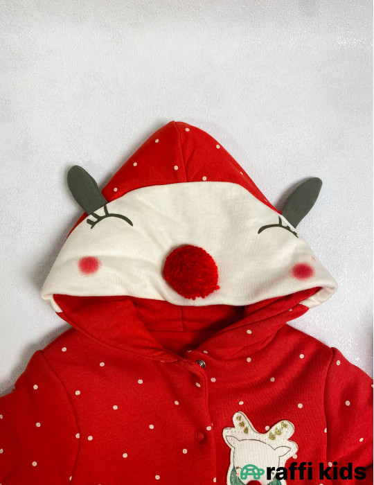Qırmızı Körpə Gödəkçəsi – Maral Dizaynlı | Raffi Kids